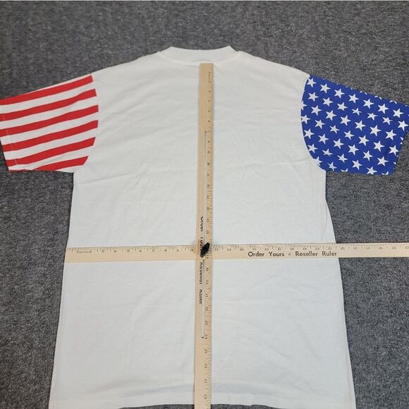 Vtg 90's L.A. Sportwear Amrica Flag Crewneck Mens T-Shirt Size L Single Stitch - Picture 9 of 11